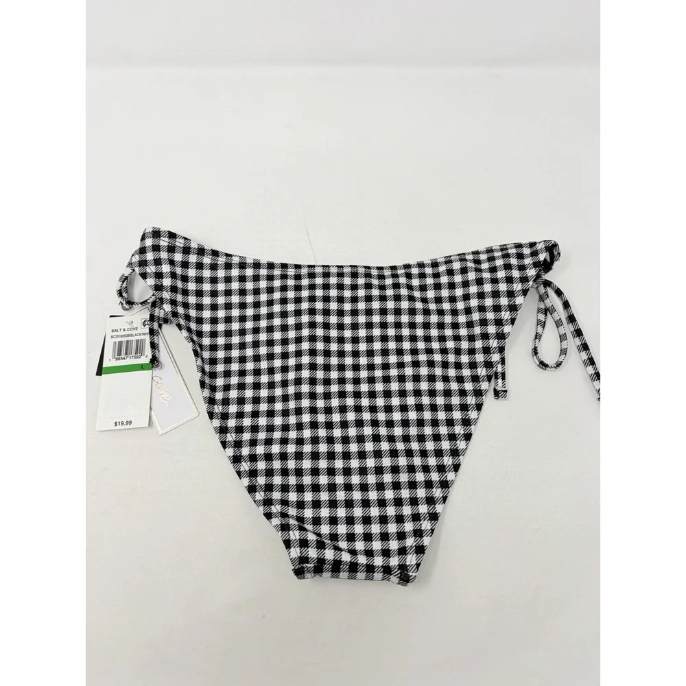 Salt + Cove Juniors Size Large Gingham Plaid Side-Tie String Bikini Bottoms 1387